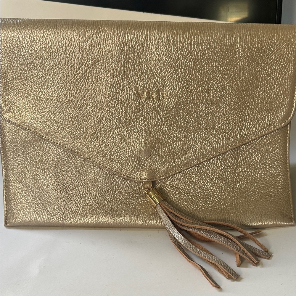 Gold Envelope Clutch with Tassel